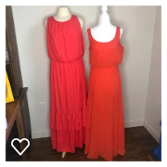 BISOU BISOU Coral Orange Maxi Special Occasion Bridesmaid Formal Prom Dress, 4 - Picture 9 of 9